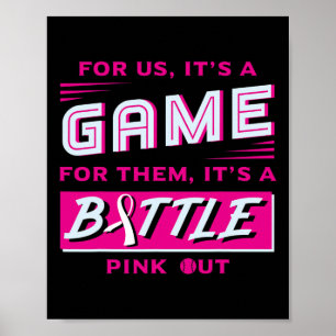 Poster Dehors Cancer du Sein Softball Ball Pink Ribbon Ma