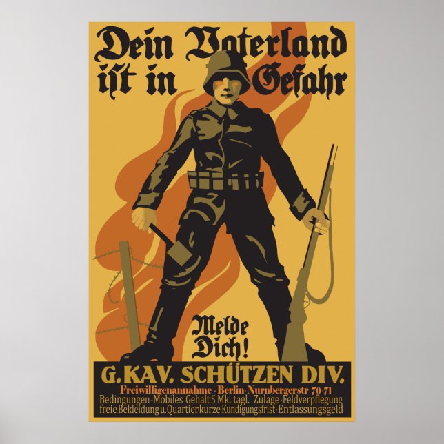 Poster Dein Vaterland ist à Gefahr (Devant)