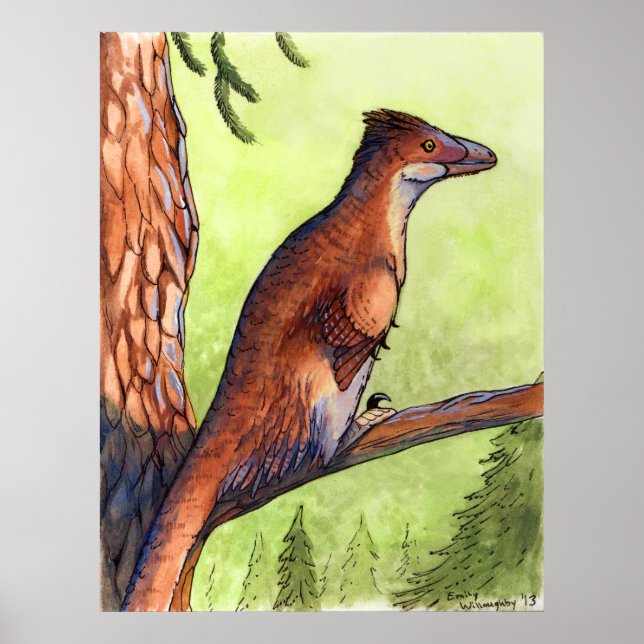 Poster Deinonychus dans un arbre (Devant)