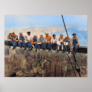 Poster Déjeuner au sommet d'un gratte-ciel 1932 NYC Remas