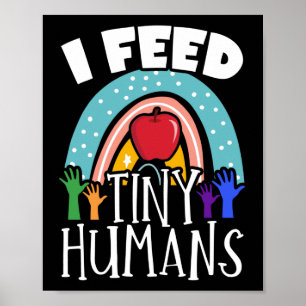 Poster Déjeuner Dame Je Nourris Minuscules Humains Déjeun