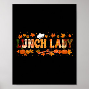Poster Déjeuner Dame Travail Thanksgiving Automne Feuille