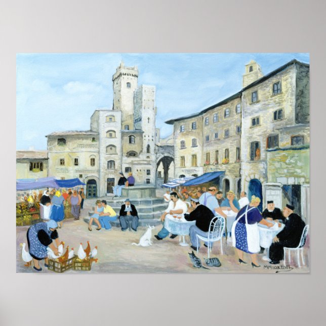 Poster Déjeuner dans un Carré de marché Toscane (Devant)