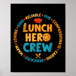 Poster Déjeuner scolaire Hero Squad Funny Cafétéria Worke