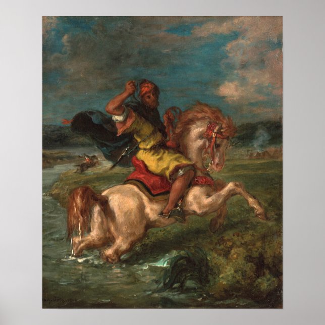 Poster Delacroix - Cavalier traversant un gué (Devant)