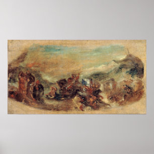 Poster Delacroix - Croquis Attila suivi de ses hordes bar