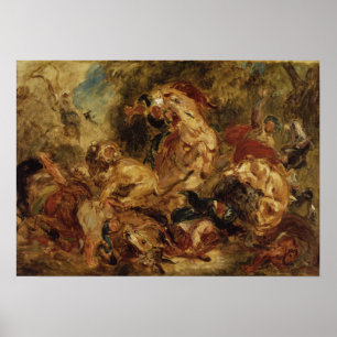 Poster Delacroix - La chasse au lion