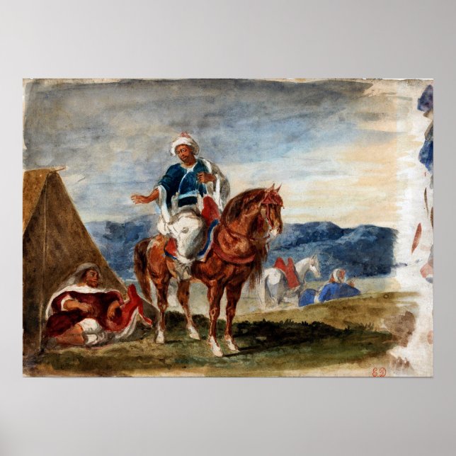 Poster Delacroix - Trois Chevaliers Arabes En Campagne (Devant)