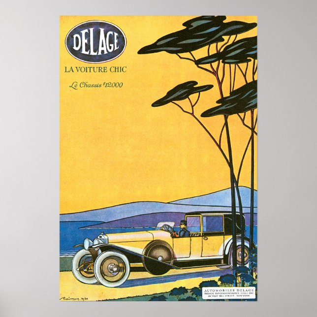 Poster Delage ~ Annonce automobile Vintage (Devant)