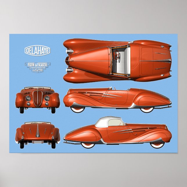 Poster Delahaye 165 Figoni et Falaschi (Devant)