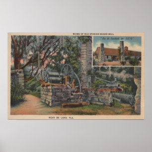 Poster Deland, FL - Ruines de l'ancienne usine espagnole 