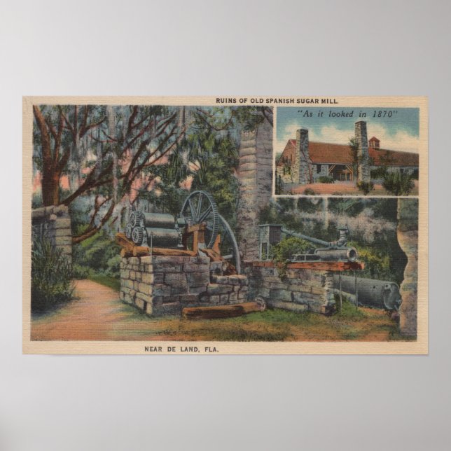 Poster Deland, FL - Ruines de l'ancienne usine espagnole  (Devant)