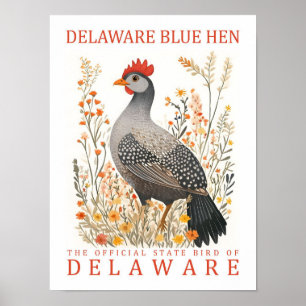 Poster Delaware Blue Hen Bird of Delaware USA Travel