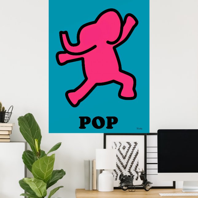 Poster d'éléphant Pop Art - Dancing Pink sur Turqu (Bureau à domicile)