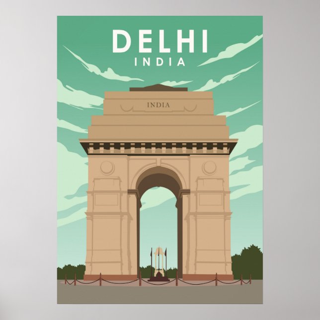 Poster Delhi India Illustration Travel (Devant)