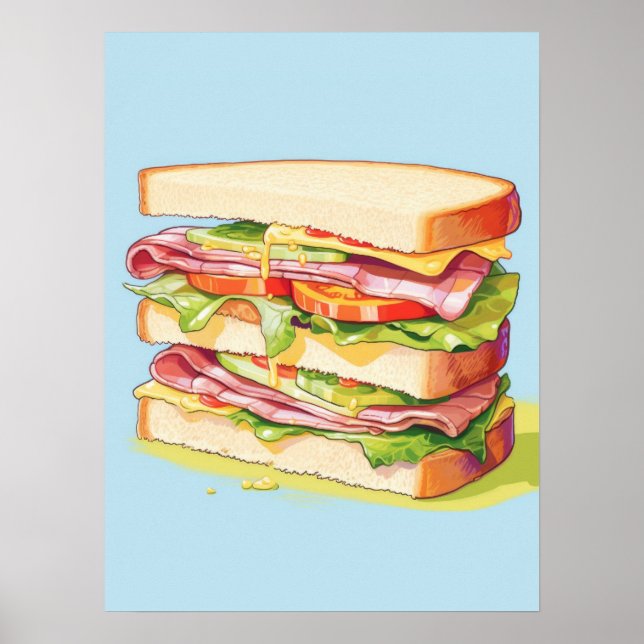 Poster Déli de sandwich empilé (Devant)