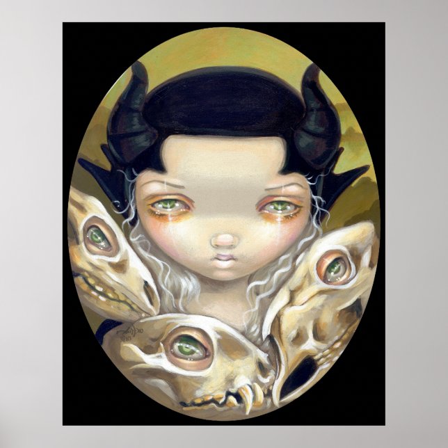 Poster Délicat Bones gothique, crâne médiéval Art Imprime (Devant)