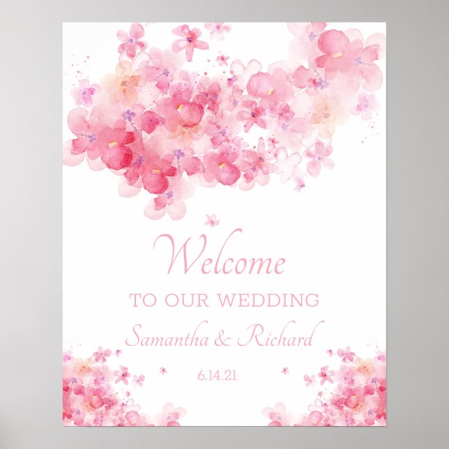 Poster Délicat Mariage floral aquarelle (Devant)