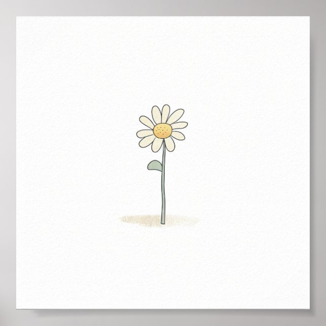 Poster Delicate Daisy Illustration - Simple Sweet Flower (Devant)