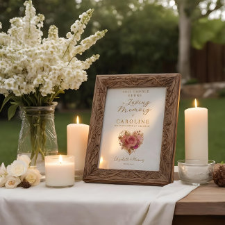 Poster Delicate Floral Heart Wedding Memorial Table
