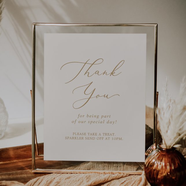 Poster Delicate Gold Cream Merci mariage Favor (Delicate Gold Cream Thank You Wedding Favor Poster)