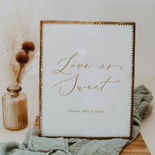 Poster Delicate Gold Love Is Sweet Mariage Sign