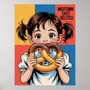 Poster délice de bretzel du Midtown Est de NYC