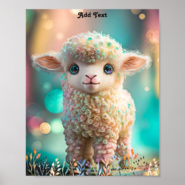 Poster Délicieux Décor Fantaisiste et Coloré d'Agneau Béb (Devant)