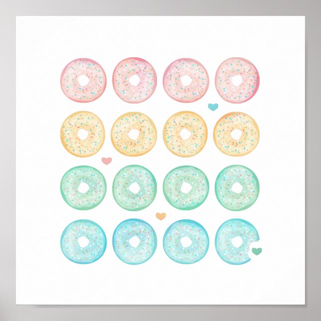 Poster Délicieux Pastel Donuts (Devant)