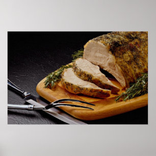 Poster Délicieux rôti de porc tranché