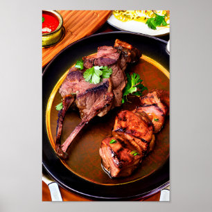 Poster Délicieux Steak d'agneau grill moyen-oriental