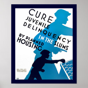 Poster Délinquance juvénile de traitement dans les taudis