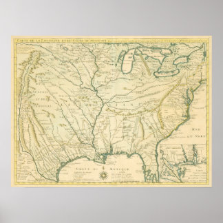 Poster Delisle. Carte de la Louisiane.... Paris, 1718