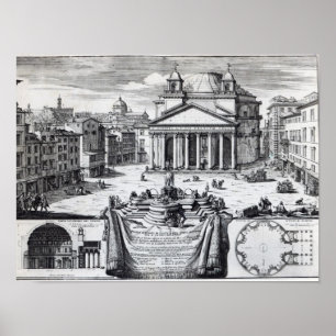 Poster Della Rotonda de Piazza avec une vue de Panthéon