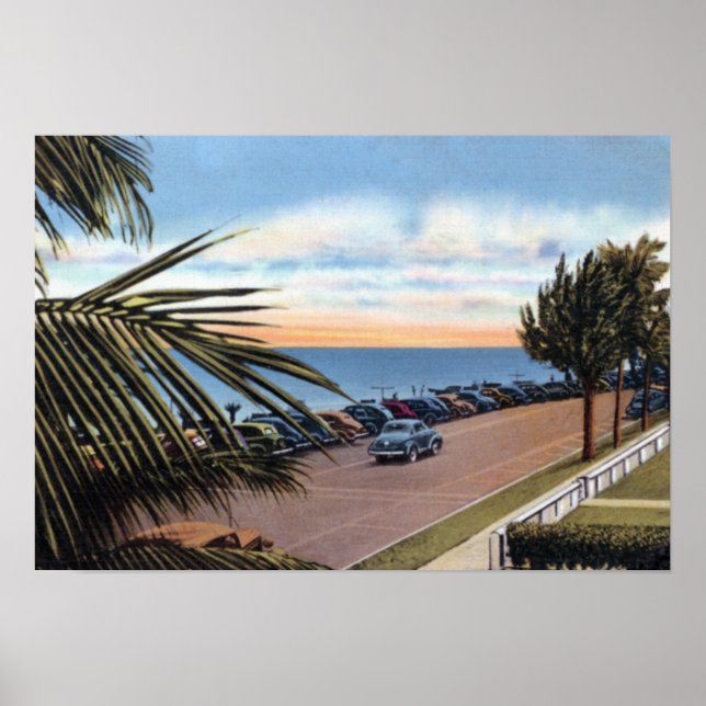 Poster Delray Beach Floride le long de la côte 1940 (Devant)