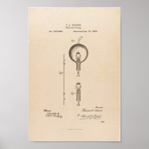 Poster Demande de brevet de l'ampoule de Thomas Edison