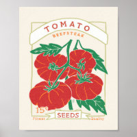 Poster d'emballage de semences de tomate Beefsteak