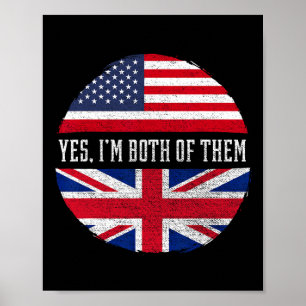 Poster Demi-américain Demi-britannique Drapeau États-Unis