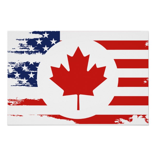 Poster Demi-Canadien Américain : Canada USA Maple Leaf (Devant)