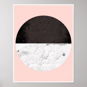 Poster Demi-cercle, rose, blanc et noir