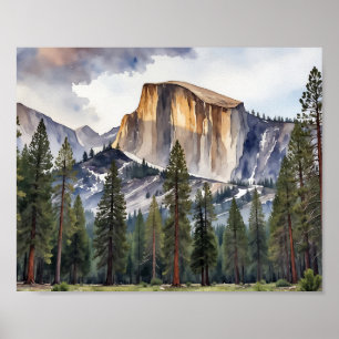 Poster Demi-Dôme Yosemite Parc National Aquarelle