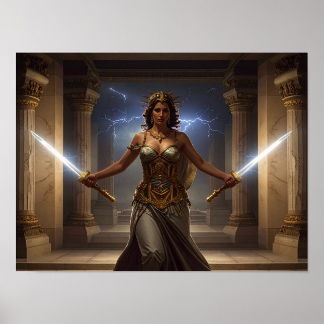 Poster Democracy Defender Lady Liberty SciFi Fantasy Art (Devant)