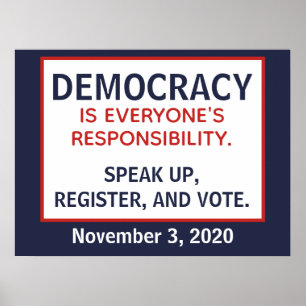 Poster Démocratie Responsabilité Parler S'inscrire Voter
