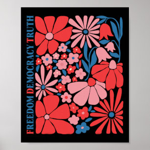 Poster Démocratie Vérité Bohème Florale 4 Juillet Subtil