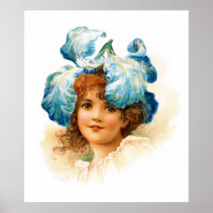 Poster Demoiselle de honneur dans le bleu