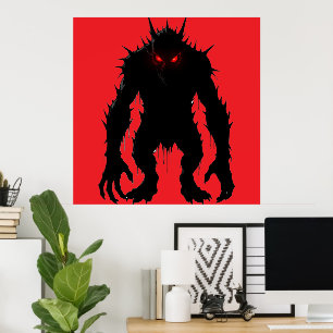 Poster Démon de l'ombre Monstre Yeux rouges Horreur cadea