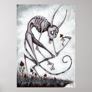 Poster Démon mignon avec l'affiche acrylique de peinture
