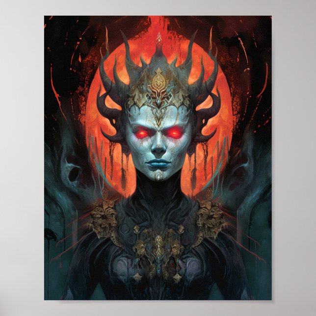 Poster Demon Queen Dark Goddess Imaginaire Art (Devant)