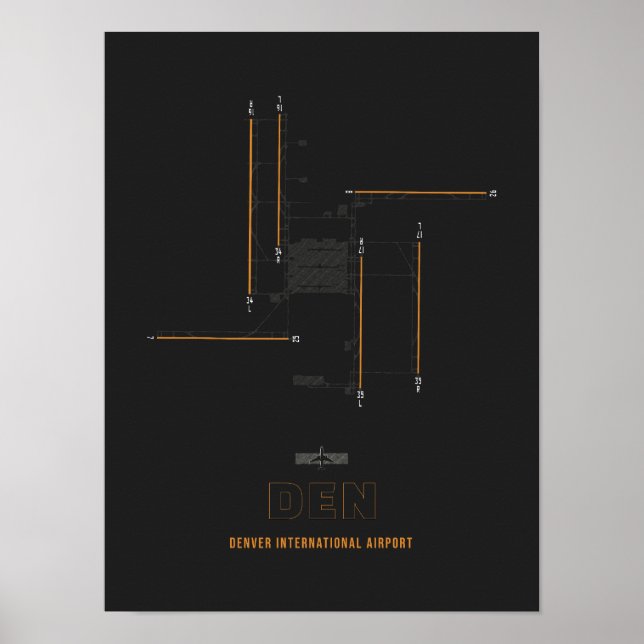 Poster DEN - Diagramme de piste de l'aéroport internation (Devant)