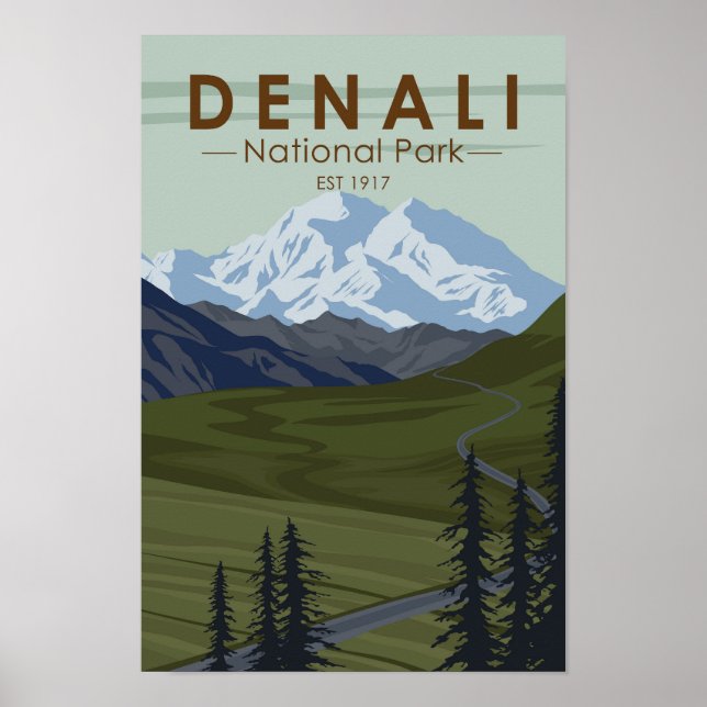 Poster Denali National Park Road à Denali (Devant)